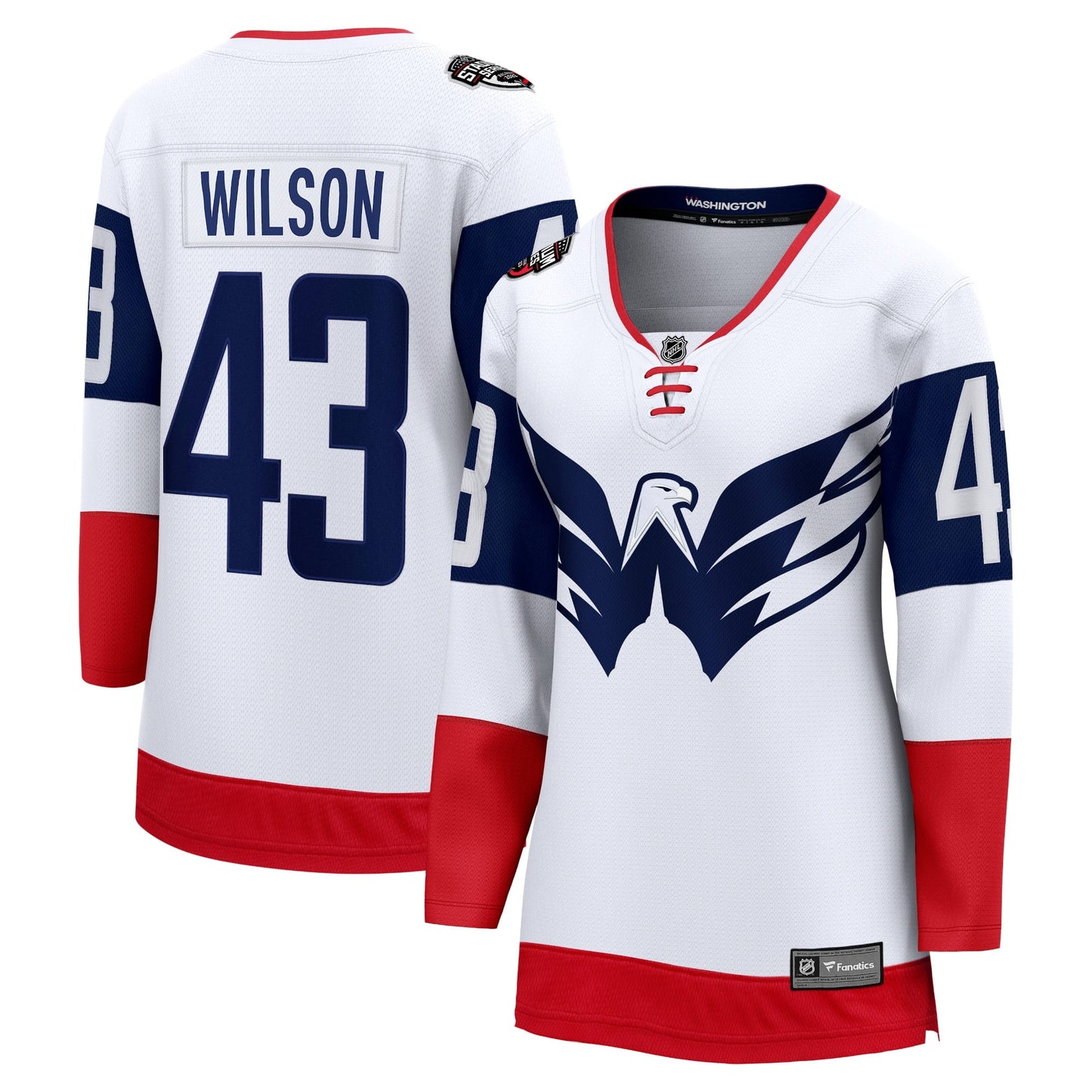 Women's Fanatics Branded Tom Wilson White Washington Capitals 2023 NHL Stadium Series Breakaway Player Jersey