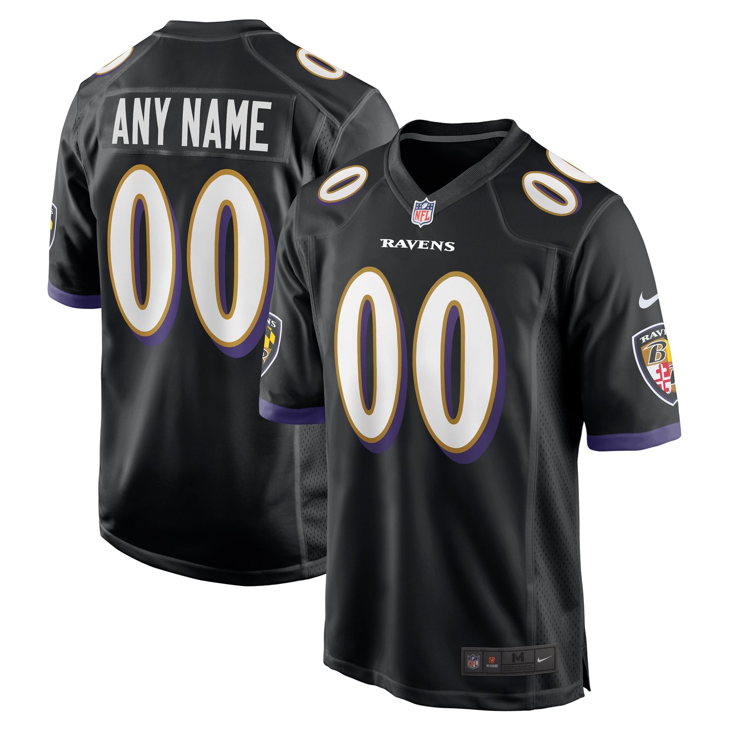Baltimore Ravens Nike Youth Game Custom Jersey - Black