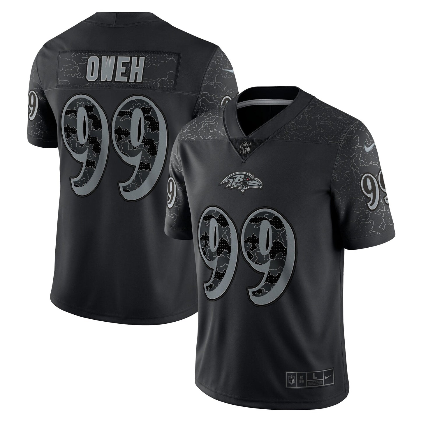 Men's Nike Odafe Oweh Black Baltimore Ravens RFLCTV Limited Jersey
