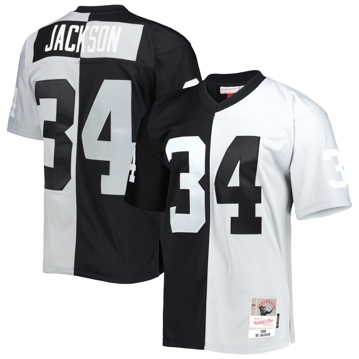 Bo Jackson Las Vegas Raiders Mitchell & Ness 1988 Split Legacy Replica Jersey - Black/Silver